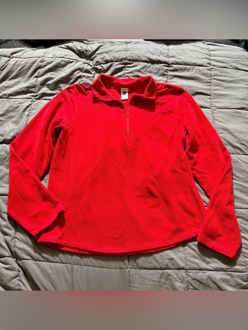 GAP Stretch Pullover 1/2 Zip Fleece Sweater Jacket Medium Solid Red Polyester